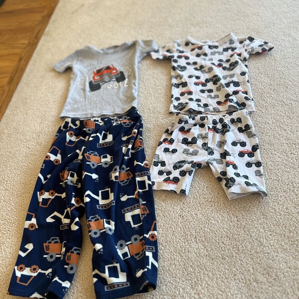 2 set Carters Monster Truck Toddler PJs
